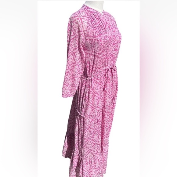 Banjanan Sachet Bazaar Maxi Dress Button Gauze Flowy Tiered Cottage Beach Small - Picture 9 of 14